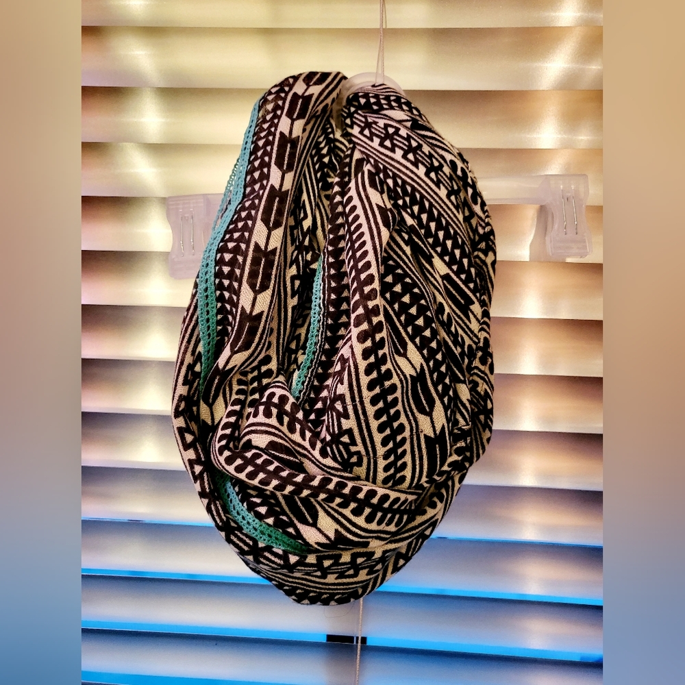 Infinity Scarf & Turquoise Crochet Accent